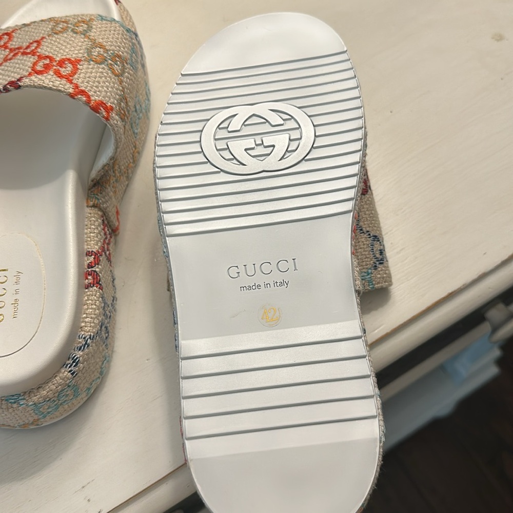 Nwob Authentic Gucci Multi Colored Platform Slide… - image 5